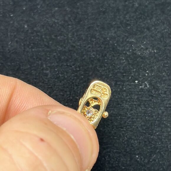 Sterling silver heart with CZ bracelet gold tone 925 - Picture 3 of 3